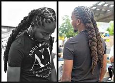 Two braids to the back 4the kill❗️ Chanel Monroe keeps ❗️ follow me NOW‍♀️‍♂️ Two Braids To The Back, Barrel Braids On Locs Men, Two Strand Locs Men, Men Barrel Locs, Loc Styles Men, Male Long Locs Hairstyles Black Man, Braids To The Back