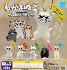 an advertisement for a toy with cats on the front and back sides, in japanese