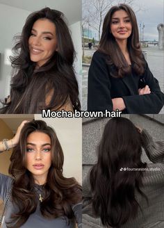 Mocha Brown Hair, Mocha Color Hair, Brown Hair Color Shades, Mocha Hair, Rambut Brunette, Brown Hair Shades, Brown Hair Looks, Brown Hair Inspo