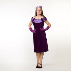 "** I am away from Thursday, September 23 through Monday, September 27. Please feel free to purchase from my shop, but I will not be able to ship until I arrive home. I will definitely be online while away, and can acknowledge your purchase.** Made of cotton velvet in purple, this dress is as soft as it is elegant. The sheath-cut dress has a wide band of purple satin stitched in tucks that wraps the neckline, front and back. In front, the satin runs through slits in the velvet and rounds the sho Fitted Purple Velvet Dress, Purple Velvet Fitted Dress, Elegant Purple Velvet Dress, Formal Purple Velvet Dress, Velvet Sheath Dress, Fashion 1950s, Purple Satin, The Velvet, Cotton Velvet