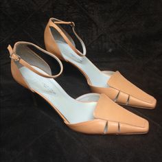 Gorgeous Peach/ Coral Colored Leather Ankle Strap Pumps, 3" Heel, Nwt Beige Ankle Strap Heels In Faux Leather, Ankle-high Heels For Office Spring Season, Spring Office Ankle-high Heels, Formal Cream Faux Leather Heels, Spring Ankle Strap Heels In Faux Leather, Spring Ankle Strap Faux Leather Heels, Spring Faux Leather Ankle Strap Heels, Formal Ankle-high Leather Sandals, Spring Formal Faux Leather Heels