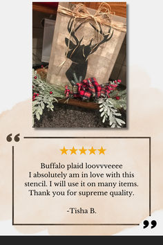 a review for buffalo check and dear head silhouette stencil set. Deer Head Silhouette, Ski Aesthetic, Head Silhouette, Stencil Projects, Buffalo Check Plaid, Corn Maze, Laser Engraved Wood, Silhouette Stencil