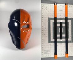 "Disclosure: this is not an official DC comics or Warner Bros. product, but only a replica for sale for cosplay and collectibles. This is a fan-made representation and in no way affiliated or licensed by DC Comics. LISTING IS FOR THE MASK AND STAFF ONLY. I have 5 other sets listed. Deathstroke SET, Arkham Origins mask and Bo staff, classic Midnight Blue and True Orange. Mask comes painted with No 3D Print Lines. Made out of PLA plastic, primed and filled so it's very durable. I offer the mask an Deathstroke Batman, Deathstroke Mask, Deathstroke Cosplay, Red Hood Helmet, Robin Photos, Dc Costumes, Comic Costume, Jason Todd Batman, Arkham Origins