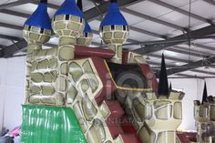 an inflatable castle with two towers on top