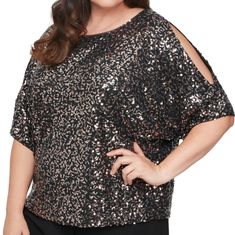 Instantly Dress Up Any Outfit With This Sparkling Sequin Stunner From Alex Evenings, A Glamorous Top Framed By Chic Cold-Shoulder Elbow-Length Sleeves. 95% Nylon, 5% Spandex; Lining & Tulle: 100% Polyester Imported Pull On Closure Hand Wash Only Stretch Sequin Fabric Elegant Cold Shoulder Top For Party, Fall Party Blouse With Cold Shoulder, Fall Party Cold Shoulder Blouse, Elegant Cold Shoulder Blouse For Night Out, Elegant Cold Shoulder Evening Tops, Elegant Cold Shoulder Tops For Evening, Glamorous Off-shoulder Tops For Party Season, Off-shoulder Tops For Evening Party Season, Fitted Cold Shoulder Blouse For Party