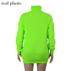 FREE SHIPPING Knitwear Turtleneck Autumn Winter Sweaters Neon Color OG0680 Green Knitted Long Sleeve Tops, Green Knit High Neck Top, Winter Stretch Tops For Leisure, Green High Neck Knit Top, Green High-neck Knit Top, Casual Knit Long Sleeve Turtleneck, Casual Long Sleeve Knit Turtleneck, Casual Winter Turtleneck With Ribbed Cuffs, Trendy Green Sweater With Ribbed Collar