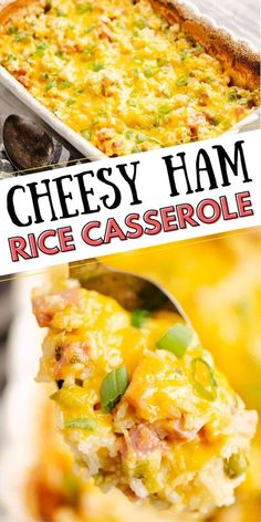 this cheesy ham rice casserole is an easy and delicious side dish