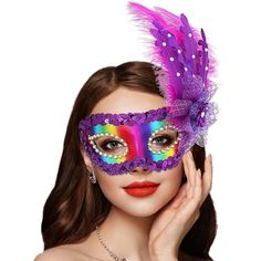 PRICES MAY VARY. Mardi gras mask is made of high-quality plastic. Shiny masquerade mask also uses colorful feathers, artificial flowers and colorful handwoven mesh flowers to highlight the festive atmosphere and make you the focus of the crowd. Purple masquerade mask one size suitable for most people, especially women. Exclusive designs and innovative styles ensure you'll make a statement at any celebration. You're sure to get lots of compliments when you wear our innovative flower carnival mask Purple Mask For Costume Party, Fun Masks For Masquerade And Carnival, Fun Masks For Masquerade Carnival, Fun Masquerade Masks For Carnival, Fun Eye Mask For Masquerade, Playful Carnival Costume Party Supplies, Fun Party Masks For Carnival, Playful Party Supplies For Costume Party And Carnival, Playful Party Supplies For Carnival Costume Party