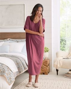 We gave this sleep gown a slightly more streamlined silhouette without losing its cocoon-like essence. In soft, breathable jersey-knit organic cotton and TENCEL™ Lyocell, with a tranquil and restorative color palette that's truly the stuff of dreams.  Exclusive. Cocoon silhouette.  Scoop neckline.  Short dolman sleeves. Unwanted Hair Growth, Sleep Gown, Garnet Hill, Unwanted Hair, Sleepwear Women, Dolman Sleeve, Scoop Neckline, Knit Jersey, Oasis