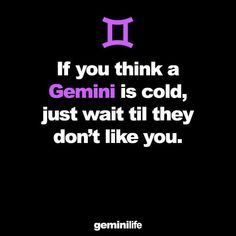 a quote that reads, if you think a gemini is cold, just wait til they don't like you