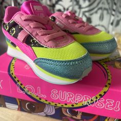 Brand New Never Worn Toddler Puma Shoes Fun Non-slip Sneakers For Playtime, Fun Synthetic Sneakers For Sports, Playful Lace-up Sneakers For Playtime, Fun Slip-on Sneakers For Playtime, Pink Low-top Sneakers For Daycare, Cute Non-slip Synthetic Sneakers, Puma Shoes, Pumas Shoes, Shoes Color