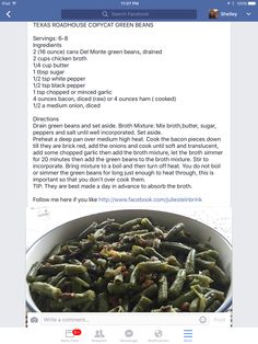 the recipe for green beans on facebook