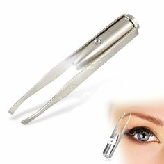 DAHOC TWEEZERS WITH LED LIGHT - EYEBROW AND EYELASH HAIR REMOVAL TOOL   + ACCURACY: LED light will help with better precision and accuracy when plucking hair in the dark + BUILT-IN LED: These tweezers with built-in LED light is made of stainless steel that is sturdy and durable for everyday use. It has ribbed handles for a non-slip comfortable grip for easier operation + BATTERIES INCLUDED: Comes with three LR41 batteries that are long lasting and easy to replace + CLEAN & HEALTHY: Stay clean! T Light Eyebrow, Light Eyebrows, Eyebrow Beauty, Hair Removal Women, Beautiful Eyebrows, Bright Lighting, Tweezers Eyebrows, Bright Led Lights, Unwanted Hair