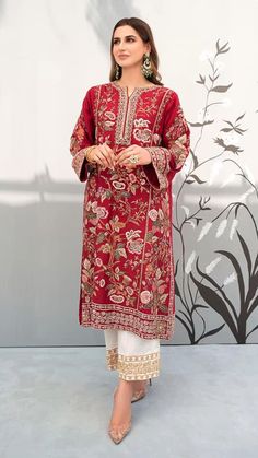 Kameez Design, Punjabi Outfits, Embellished Shirt, Turning Red, Kurti Embroidery Design, Beech Tree, Designer Studio, Gul Ahmed