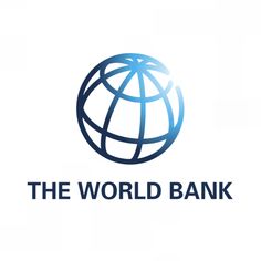 the world bank logo is shown on a white background with blue letters and an image of a globe