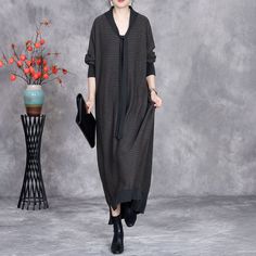 Styles:	Elegant
Material:	45.8% Cashmere+30% Sheep Wool+15% Micro Fiber +9.2% Spandex
Clothing Length:	Mid-Calf
Sleeve Length:	Long Sleeve
Collar:	V-Neck
Pattern:	Solid Color
Season:	Spring/Fall

#dress #sweaterdress #loosedress #winter Gray Knit Dress, Grey Knit Dress, Calf Sleeve, Color Season, Dark Coffee, Sweater Dresses, Fall Dress, Vintage Maxi Dress, Knitted Dress