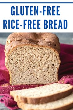 a loaf of gluten free rice - free bread on a red cloth