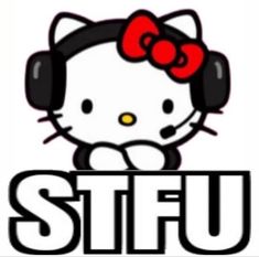 a hello kitty with headphones and the word sitfu