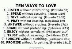 the ten ways to love is shown in black and white