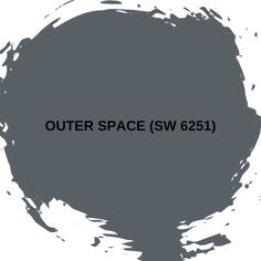 the outer space logo is shown in black on a white background with gray paint splattered around it