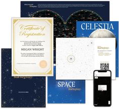 several different types of brochures are shown in this image, including one with an award and the other with a cell phone