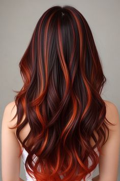 red highlights hair Color Ideas Dark Brown Hair Orange Highlights, Highlighted Red Hair, Red Highlights Hair Color, Short Hair With Red Highlights, Brown Hair With Orange Highlights, Copper Red Highlights, Brown Hair Red Highlights, Red Highlights Hair, Highlights Hair Color Ideas