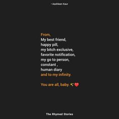 the poem from my best friend, happy pilll, is shown in red and black