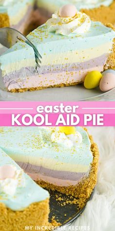 an image of a slice of easter kool aid pie