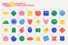 a colorful calendar with different shapes on it