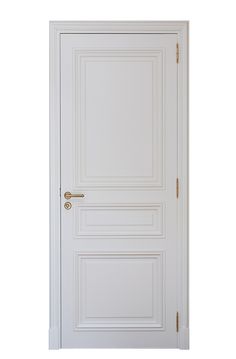 a white door with two gold handles on the front and side doors to both sides