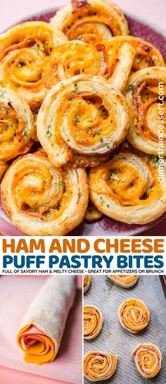 the cover of ham and cheese puff pastry bites