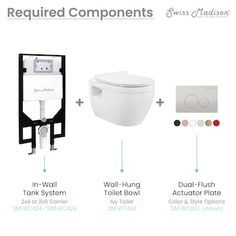 the contents of a toilet with instructions on how to install it and what to use them