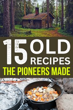 the cover of this book shows an old log cabin in the woods with food cooking on it