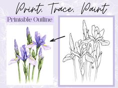 an image of purple flowers with the words printable outline