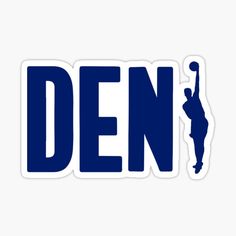 the word den in blue and white sticker