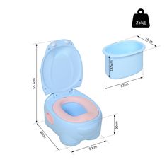 Toddler's Plastic Portable Lift-Top Hippo Toilet Trainer Potty Blue - Inspirely Beautiful Home Gardens, Potty Training, Child Safety, Cotton Candy Machine, Baby Shoes, Cute Animals, Blue, Design