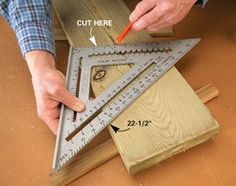 a man is measuring the height of a piece of wood