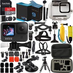 the contents of a gopro camera and accessories