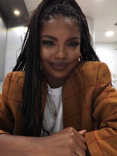 Ryan Destiny Braids, Ryan Destiny, Bad Gyal, Minimalist Makeup, Dark Skin Beauty, Braided Hairstyles For Black Women, Twist Braids