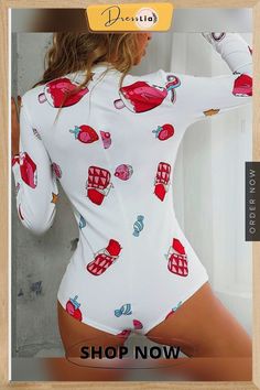 Women Candy Print Slim Fit Romper Candy Print, Fitted Romper, Rompers, Slim Fit, Candy