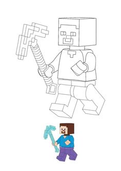 an image of a minecraft character with a hammer in his hand and the word minecraft on it