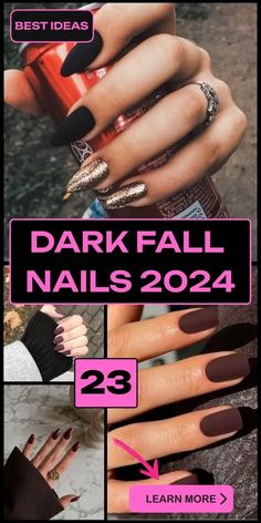 Dance the night away with disco ball-inspired nails! Sparkling designs for ultimate party vibes. 🎉 Nail Ideas Almond Shape Black, Black Fall Nails Acrylic, October Dipped Nails Ideas, Short Nails Ideas Dip Powder, Fall Nails 2024 Black, Dark Fall Acrylic Nails, Fall Dip Powder Nails Ideas, Matte Dip Powder Nails Fall, Dark Fall Color Nails