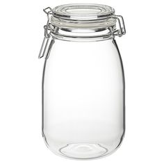 a large glass jar with a metal lid