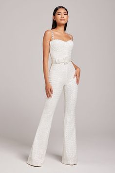 Lucinda White Jumpsuit | Jumpsuits Tube Top Jumpsuit, Nadine Merabi, Gold Jumpsuit, Look Formal, Sequin Jumpsuit, Fitted Jumpsuit, Rose Rouge, White Jumpsuit, Mode Inspo