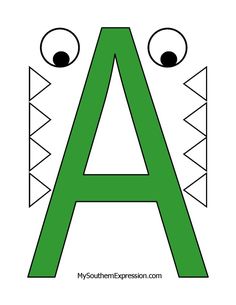 the letter a with eyes and mouth for children's coloring pages to print out