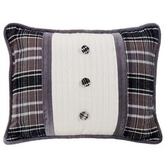 Timberline lodge tuxedo pillow with grey plaid ends, center cable knit and plaid buttons - Your Western Decor Black Forest Decor, Rectangular Pillow Cover, Rustic Bedding, Grey Velvet, Western Decor, Whistler, Cotton Velvet, Accent Pillow, Bedding Collections