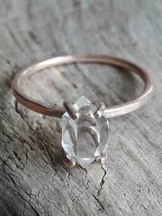 Rose Gold Herkimer Diamond Ring - Rose Gold Engagement Ring - Filled Rose Gold Ring - Rough Stone Ri Cosmic Wedding, Herkimer Diamond Ring Engagement, Wedding Goodies, Unique Engagement Rings Rose Gold, Rough Stone Ring, Pink Morganite Engagement Ring, Herkimer Diamond Ring, Vintage Engagement Rings Sapphire, Raw Crystal Ring