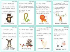 the animals and their names are shown in this printable flash card for kids to learn