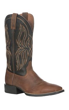 Ariat Men's Brown Leather Sport Rustler Wide Square Toe Western Boot | Cavender's Ariat Cowboy Boots, Square Toe Cowboy Boots, Square Toe Western Boots, Mens Clothing Brands, Everyday Boots, Ariat Boots, Mens Style Guide, Mens Cowboy Boots, Mens Leather Boots