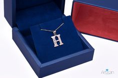 Letter H CZ Initial Pendant with Necklace in 14k Yellow Gold - Artisan Carat Zodiac Pendant, Letter B, Yellow Gold Pendants, Gold Price, Initial Pendant, Cloth Bags, Gold Pendant, Your Name, Jewelry Pieces